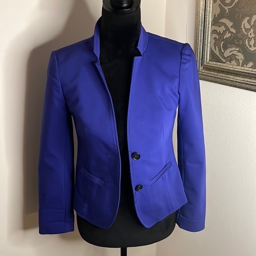 LOFT cobalt blue / purple two button front blazer suit jacket Sz‎ 2P